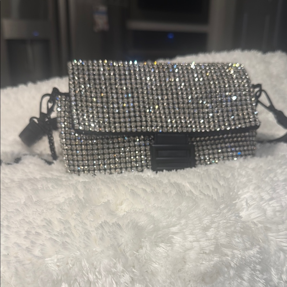 Elegant Silver Crystal Clutch